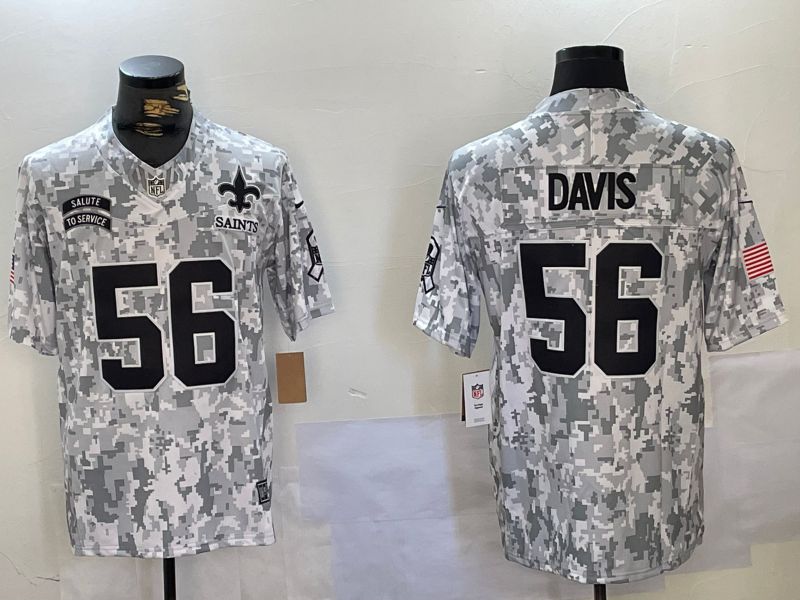 Men New Orleans Saints #56 Davis Nike Arctic Camo 2024 Salute to Service Limited NFL Jersey style 1